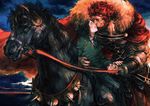  armor beard black_hair book bucephalus cape facial_hair fate/zero fate_(series) horse multiple_boys realistic red_hair rider_(fate/zero) tears ttakuann waver_velvet 