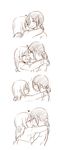  cheek_kiss christa_renz couple from_side happy heart highres hug irapeah kiss monochrome multiple_girls profile shingeki_no_kyojin ymir_(shingeki_no_kyojin) yuri 