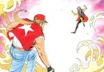  90s battle fatal_fury fight fighting jumping laocorn_gaudeamus mori_toshiaki muscle muscles neo_geo official_art purple_hair snk terry_bogard 