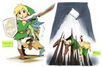  1boy artist_request bad_end beheading blonde_hair blood bokoblin death decapitation guro hat knife link monster nintendo shield spikes sword the_legend_of_zelda the_legend_of_zelda:_the_wind_waker translation_request weapon wind_waker 