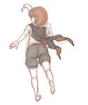  antennae ass barefoot cape feet full_body kuro_suto_sukii looking_at_viewer looking_back puffy_sleeves shirt short_sleeves shorts simple_background sketch soles solo toes touhou white_background wriggle_nightbug 