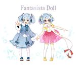  bad_id bad_pixiv_id blue_eyes blue_hair copyright_name dress fantasista_doll glasses hair_ornament highres holding_hands katia_(fantasista_doll) magako multiple_girls open_mouth pantyhose puffy_sleeves ribbon simple_background smile thighhighs twintails 