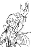  asymmetrical_clothes bow brooch choker cure_moonlight dress elbow_gloves flower gloves greyscale hair_flower hair_ornament heartcatch_precure! jewelry long_hair magical_girl monochrome precure ribbon rose simple_background single_elbow_glove single_glove sketch smile solo tsukikage_oyama tsukikage_yuri white_background wrist_cuffs 