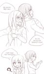  ? back-to-back blush cellphone chibi christa_renz dressing full-face_blush irapeah korean looking_back monochrome multiple_girls phone shingeki_no_kyojin translated ymir_(shingeki_no_kyojin) 