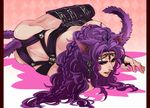  animal_ears baba_kanade cat_ears cat_tail earrings jewelry jojo_no_kimyou_na_bouken kars_(jojo) kemonomimi_mode long_hair male_focus purple_hair red_eyes solo tail tiara 