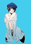  bare_shoulders cabbie_hat dark_persona hat keh lips navel open_clothes open_shirt panties persona persona_4 shadow_(persona) shadow_naoto shirogane_naoto shirt short_hair solo striped striped_panties unbuttoned underwear undressing yellow_eyes 
