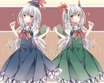  dress gray_hair horns kamishirasawa_keine kasu_(return) long_hair touhou 