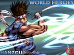  brown_hair gloves hanzo_(world_heroes) headband male_focus muscle nikuji-kun reverse_grip scabbard sheath short_sword sleeveless snk solo spiked_hair sword vambraces weapon world_heroes 