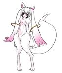  :3 animal_ears flat_chest fur furry highres kyubey mahou_shoujo_madoka_magica nipples nude personification red_eyes short_hair solo tail task_(artist) white_hair 