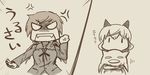  angry animal_ears chibi gertrud_barkhorn long_hair multiple_girls open_mouth sabinaok sanya_v_litvyak short_hair simple_background strike_witches translated world_witches_series 