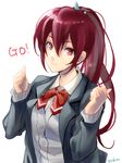  bad_id bad_pixiv_id blazer cardigan free! hyakkimaru_(100mani) jacket light_smile long_hair matsuoka_gou open_clothes open_jacket ponytail red_eyes red_hair school_uniform 