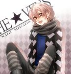  bad_id bad_pixiv_id male_focus mikado_nagi open_mouth pink_eyes pink_hair rico_(fbn3) scarf smile solo sweater uta_no_prince-sama uta_no_prince-sama_maji_love_2000_percent 