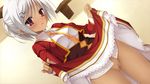  amairo_islenauts blush censored game_cg gray_hair hinomiya_konoka muririn nopan pussy_juice red_eyes seifuku short_hair skirt skirt_lift vagina yuzusoft 