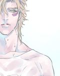  atsuyu bad_id bad_pixiv_id blonde_hair caesar_anthonio_zeppeli facial_mark green_eyes highres jojo_no_kimyou_na_bouken male_focus shirt solo wet wet_clothes wet_shirt 