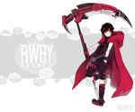  1boy boots cape genderswap male red_hair ruby_rose rwby scythe short_hair weapon 