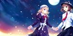  blonde_hair brown_eyes brown_hair cetera hat maribel_han moon petals purple_eyes stars tie touhou usami_renko 