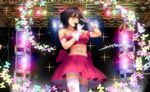  \m/ abs black_eyes black_hair bug butterfly gloves highres idol insect microphone midriff mikasa_ackerman mutsuki_(moonknives) navel shingeki_no_kyojin short_hair skirt solo stage thighhighs 