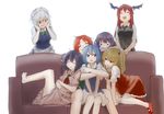 :3 :d ^_^ ascot barefoot bat_wings blonde_hair blue_dress blue_eyes blue_hair blush bow cirno closed_eyes commentary_request couch dress flandre_scarlet hair_bow hands_on_own_cheeks hands_on_own_face head_wings hong_meiling hug hug_from_behind izayoi_sakuya koakuma leaning_on_person long_hair maid maid_headdress multiple_girls mundane_utility no_wings open_mouth patchouli_knowledge purple_hair red_eyes red_footwear red_hair remilia_scarlet shirt shoes short_hair short_sleeves side_ponytail silver_hair simple_background sitting skirt skirt_set sleeping smile terimayo thighhighs touhou v_arms vest wavy_mouth white_background wings yuri 