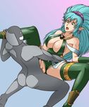 ass bald breasts cisty deadmoon_(kein2002) earrings elf green_hair grey_skin interspecies jewelry large_breasts lightbringer lots_of_jewelry missionary monster no_nose pointy_ears saliva sex size_difference taito uncensored vaginal 