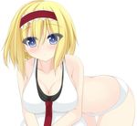  alice_margatroid ball bikini blonde_hair blue_eyes blush breasts chimunge cleavage collarbone hairband large_breasts lolita_hairband looking_at_viewer short_hair simple_background solo swimsuit touhou white_background white_bikini white_swimsuit 