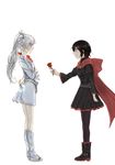  :t bad_id bad_pixiv_id black_hair blue_eyes blush boots brown_eyes cape dress embarrassed flower hair_ornament long_hair multiple_girls pantyhose pout red_flower red_rose rose ruby_rose rwby short_hair side_ponytail simple_background veerinly weiss_schnee white_flower white_hair white_rose 