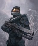  arc-920 armor gun halo_(game) halo_4 helmet highres male_focus master_chief oniking power_suit railgun rifle science_fiction solo standing weapon 