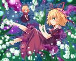  amagase_lyle barefoot blonde_hair fairy_wings flower green_eyes hair_ribbon lily_of_the_valley long_hair looking_at_viewer medicine_melancholy poison ribbon shaded_face shirt sitting skirt skirt_set su-san touhou very_long_hair wings 