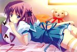  ass blue_eyes blush hare_tokidoki_otenkiame kasugai_nazuna kusukusu panties seifuku short_hair teddy_bear thighhighs underwear 