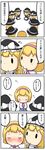  6+girls :&gt; alice_margatroid blonde_hair blush bow braid chibi clone closed_eyes comic hair_bow hairband hat hat_bow highres kirisame_marisa long_hair multiple_girls potaaju sitting touhou translated witch_hat 