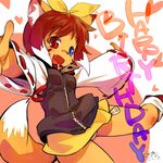  animal_ears bad_id bad_pixiv_id blue_eyes blush happy_birthday heterochromia looking_at_viewer mizuki_kotora open_mouth original outstretched_arms red_eyes short_hair smile solo tail 