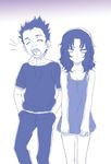  1girl blue gradient gradient_background izana_minagi monochrome naruto naruto_(series) sarutobi_asuma yawning younger yuuhi_kurenai 