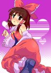  blush brown_hair hakurei_reimu looking_back shige solo touhou 