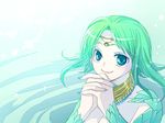  bad_id bad_pixiv_id green_eyes green_hair hands_clasped hiyo_(hinauf) own_hands_together short_hair solo valkyrie_profile water yumei_(valkyrie_profile) 