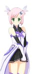  blush elbow_gloves estellise_sidos_heurassein gloves green_eyes hair_ornament magical_girl panties pantyshot pink_hair ribbon short_hair solo takizi tales_of_(series) tales_of_vesperia underwear v_arms 