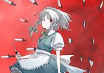  danmaku izayoi_sakuya knife maid maiku red_eyes short_hair silver_hair solo touhou 