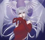  angel_wings bad_id bad_pixiv_id final_fantasy final_fantasy_tactics head_wings huyuki_t leotard long_hair red_eyes red_leotard silver_hair solo ultima_(fft) wings 