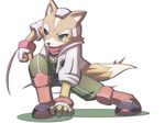  artist_request fox_mccloud furry gloves green_eyes lowres male_focus solo star_fox tail 