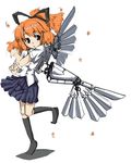  artificial_wings copyright_request gengorou hair_ribbon orange_hair ribbon skirt socks solo wings 