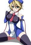  bad_id bad_pixiv_id banned_artist beret blazblue blonde_hair blush breasts framed_breasts green_eyes hat large_breasts necktie noel_vermillion panties s_tanly solo thighhighs underwear 