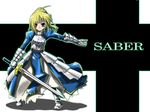  armor artoria_pendragon_(all) blonde_hair fate/stay_night fate_(series) gengorou green_eyes saber solo sword weapon 