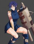  absurdres blue_eyes blue_hair ciel_(tsukihime) ezekquel highres looking_at_viewer melty_blood powered_ciel seventh_holy_scripture tattoo tsukihime 