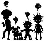  2boys afro artist_request boney dog duster_(mother) greyscale kumatora lowres lucas monochrome mother_(game) mother_3 multiple_boys 