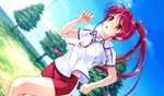  cradle_(artist) dutch_angle game_cg gym_shorts gym_uniform long_hair misaki_kurehito miyamae_tomoka non-web_source open_mouth ponytail red_hair running shorts solo suiheisen_made_nan_mile? yellow_eyes 