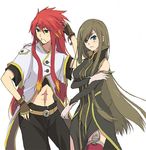  1girl blue_eyes brown_hair gloves green_eyes long_hair luke_fon_fabre red_hair sekigawa tales_of_(series) tales_of_the_abyss tear_grants thighhighs 