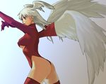  angel_wings ass breasts feathers final_fantasy final_fantasy_tactics flat_ass head_wings highleg highleg_leotard koma_kiri_aoko leotard long_hair medium_breasts red_eyes red_leotard solo thighhighs thighs thong_leotard ultima_(fft) underboob white_hair wings 