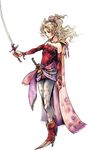  blonde_hair cape dissidia_final_fantasy final_fantasy final_fantasy_vi simple_background sword terra_branford tina_branford weapon 