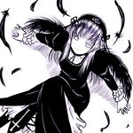  dress enokids feathers frills hairband long_hair lowres rozen_maiden solo suigintou wings 