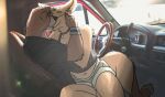 4_toes 5_fingers anthro anthro_on_anthro barefoot black_nose bottomwear breasts brown_body brown_fur canid canine car choker claws cleavage clothed clothed_anthro clothed_female clothed_male clothing duo echo_(game) echo_(series) echo_project eyes_closed feet female finger_claws fingers fox fur hi_res hindpaw humanoid_hands interspecies interspecies_romance jenna_begay jewelry kiss_on_lips kissing kit_fox male male/female mammal mustelid navel necklace otter paws photo_background photography_(artwork) romantic romantic_couple shirt shorts smile sydney_bronson t-shirt tan_body tan_fur tank_top toes topwear true_fox unsafescapewolf vehicle wristband