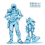  artist_request blue captain_falcon color_connection engrish f-zero furry gloves height_difference helmet lowres male_focus monochrome ranguage scarf smile sonic sonic_the_hedgehog super_smash_bros. white_background 