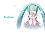  alternate_color bad_id bad_pixiv_id blue_hair christmas detached_sleeves happy hatsune_miku kakaon long_hair necktie skirt solo twintails vocaloid 